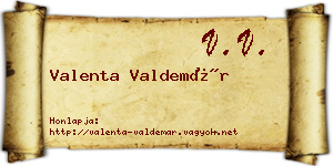 Valenta Valdemár névjegykártya